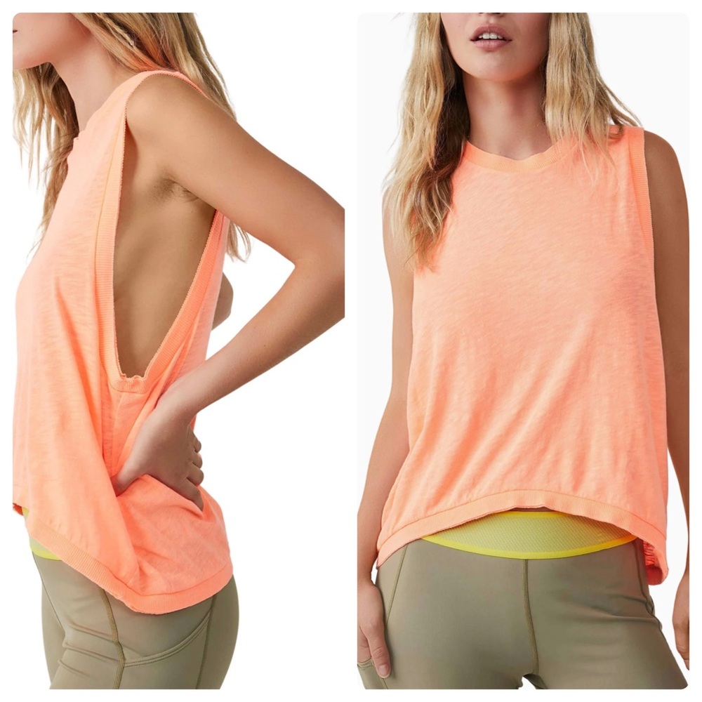 Free People Bright Orange Sleeveless Tank